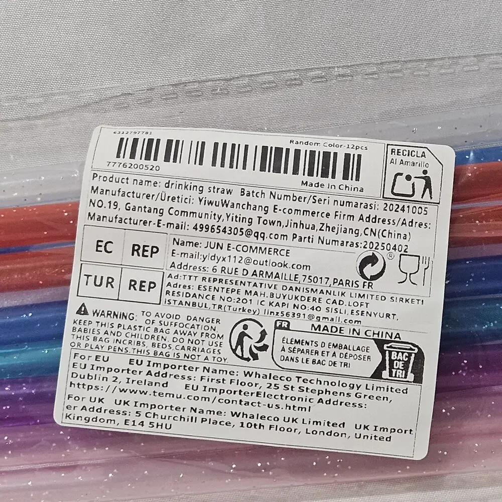 12pc Reusable Plastic Drinking Straws Multicolor + Cleaning Brush New
